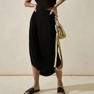 FP Beach XS Daphne Black Midi Skirt ~ Free People Stretch Casual Capsule